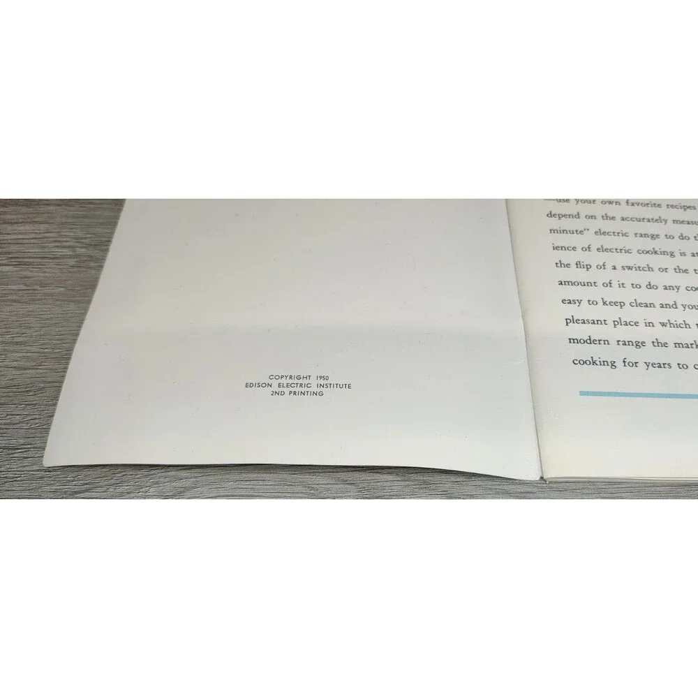 VTG 1950 Carefree Cooking Electrically Cookbook Edison Electric Institute Recipe